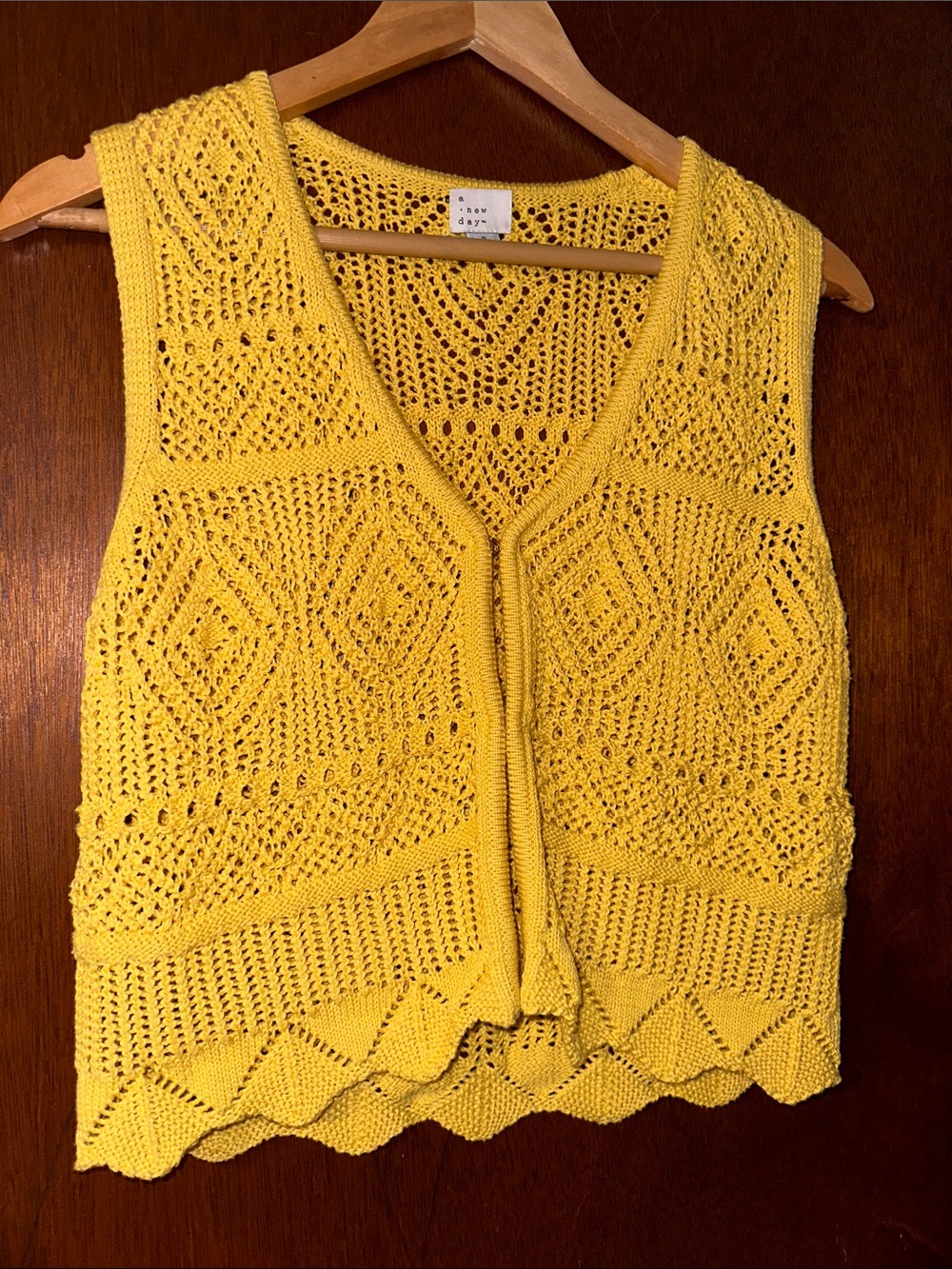 A NEW DAY Yellow Crochet Vest
